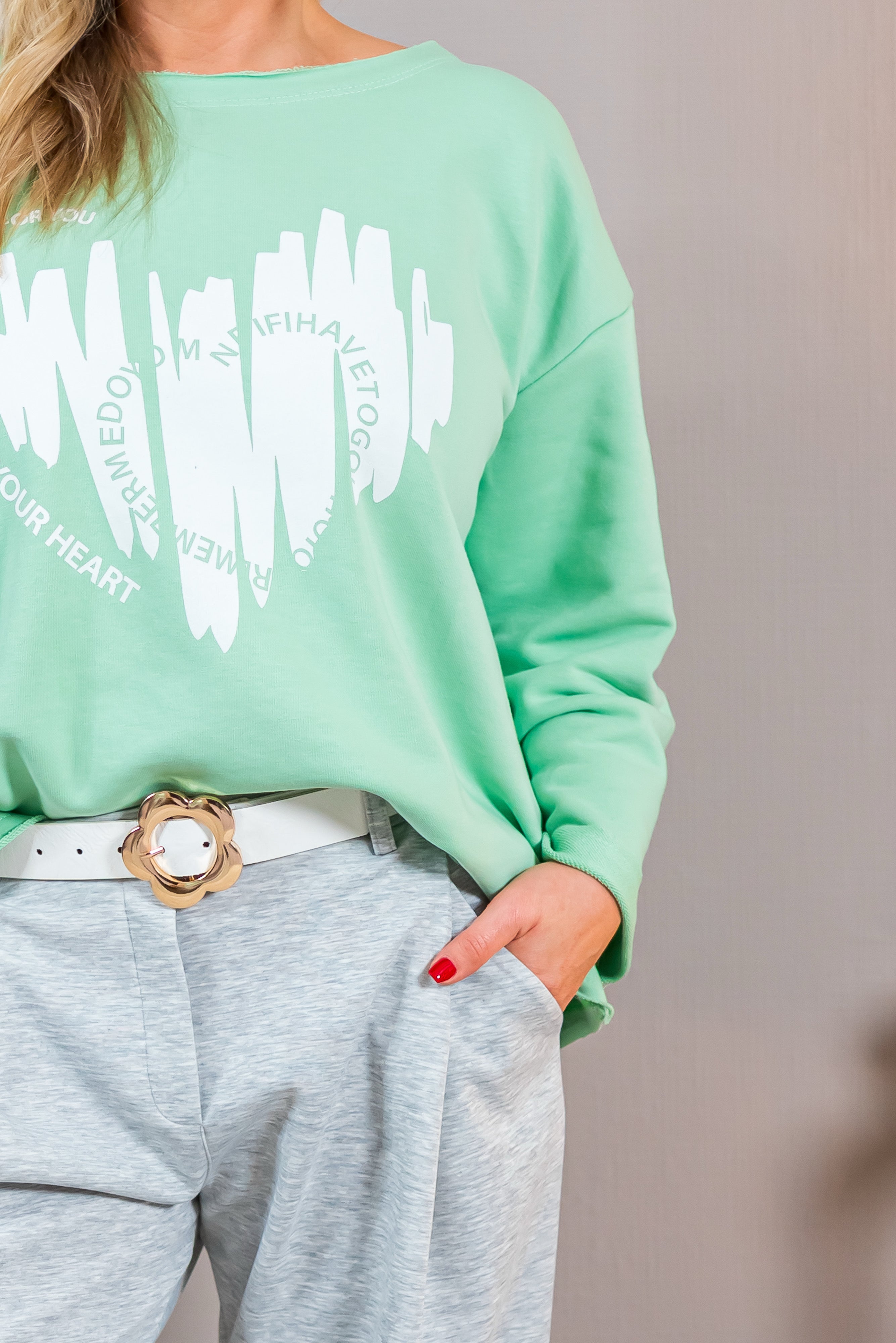 Stylisches Sweatshirt mit Print, mintgrün
