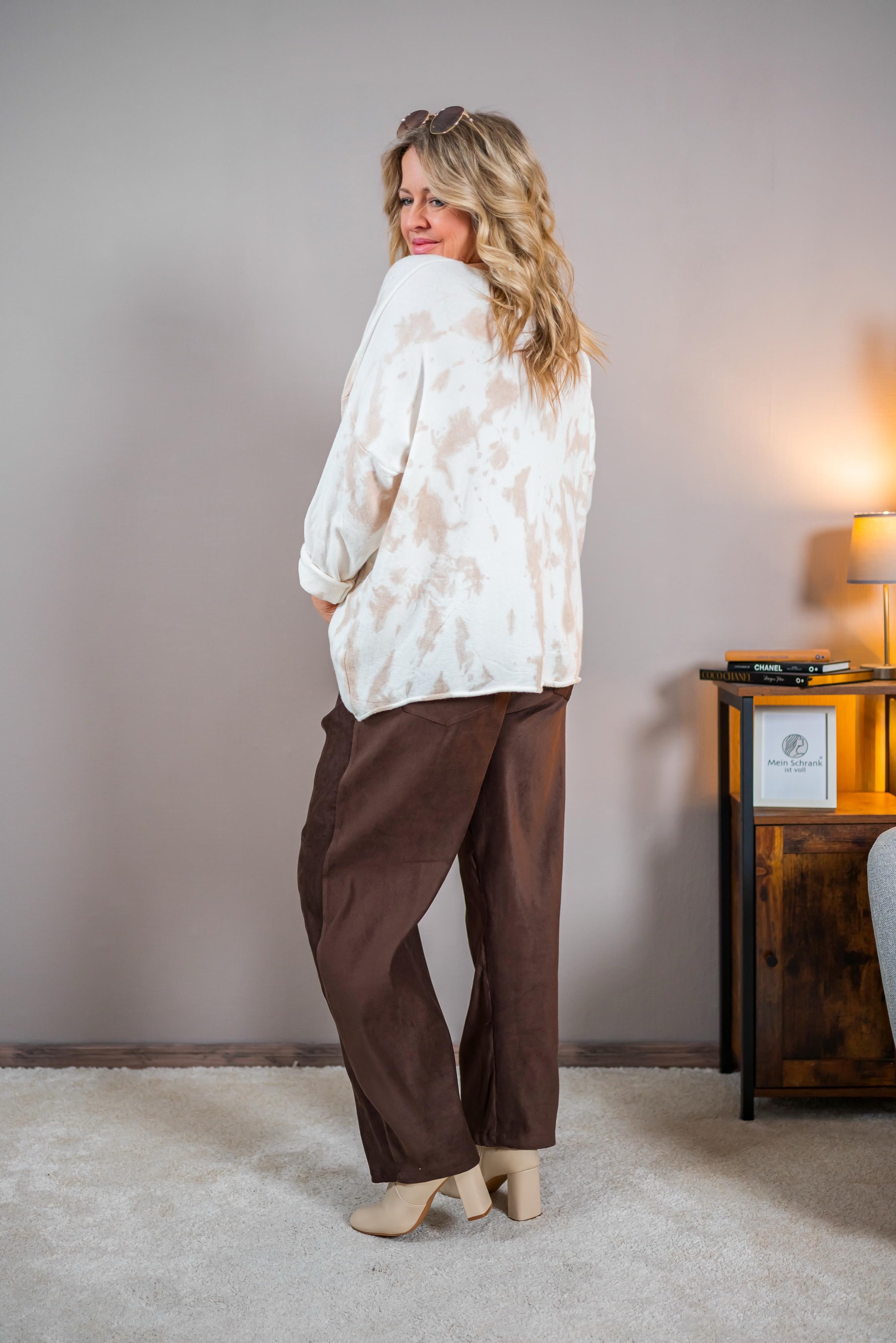 Lässiger Oversize-Pullover im Bleach-Look, creme/beige