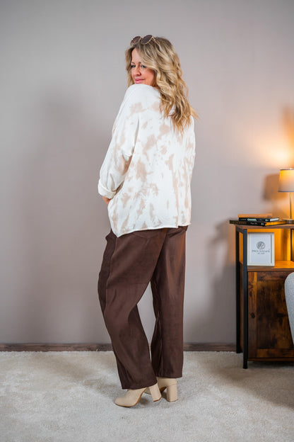 Lässiger Oversize-Pullover im Bleach-Look, creme/beige