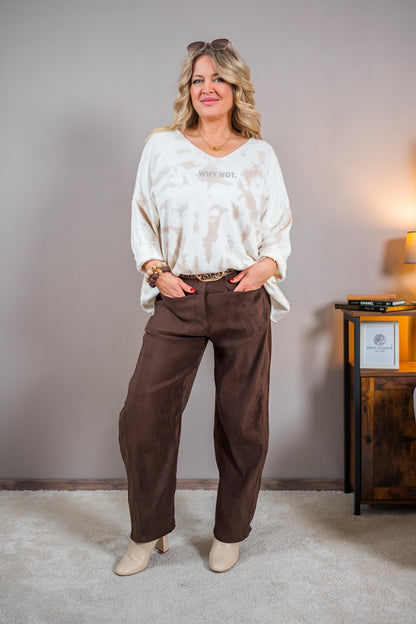 Lässiger Oversize-Pullover im Bleach-Look, creme/beige