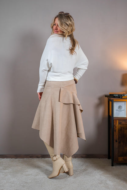 Feinstrick-Pullover mit Fledermausärmeln, cremeweiß