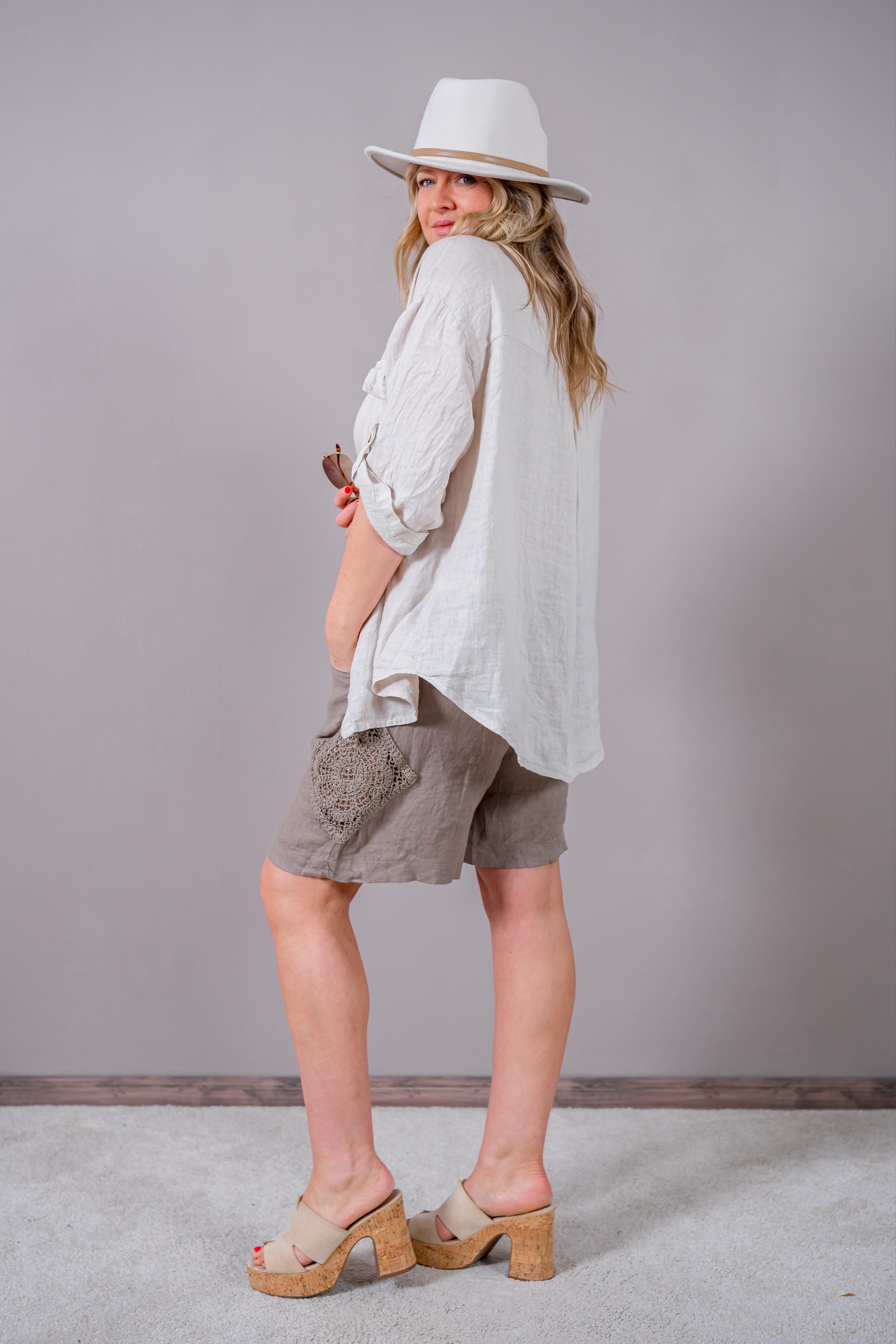 Leinen-Bluse, beige