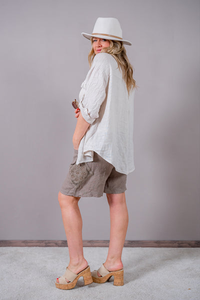 Leinen-Bluse, beige