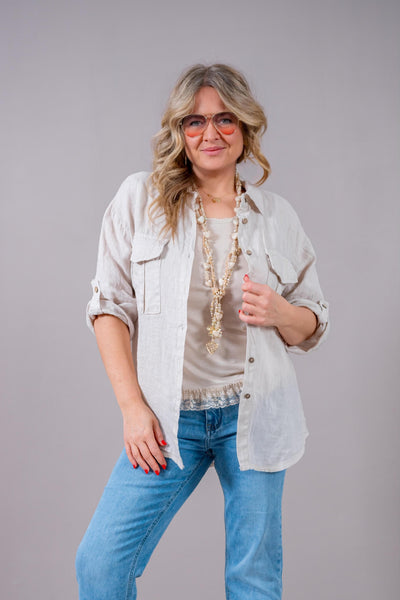 Leinen-Bluse, beige
