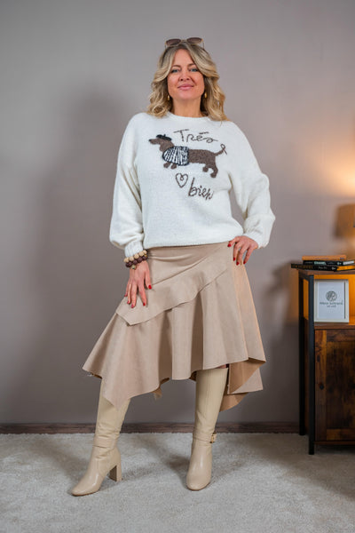 Kuscheliger Strickpullover mit Motiv, creme