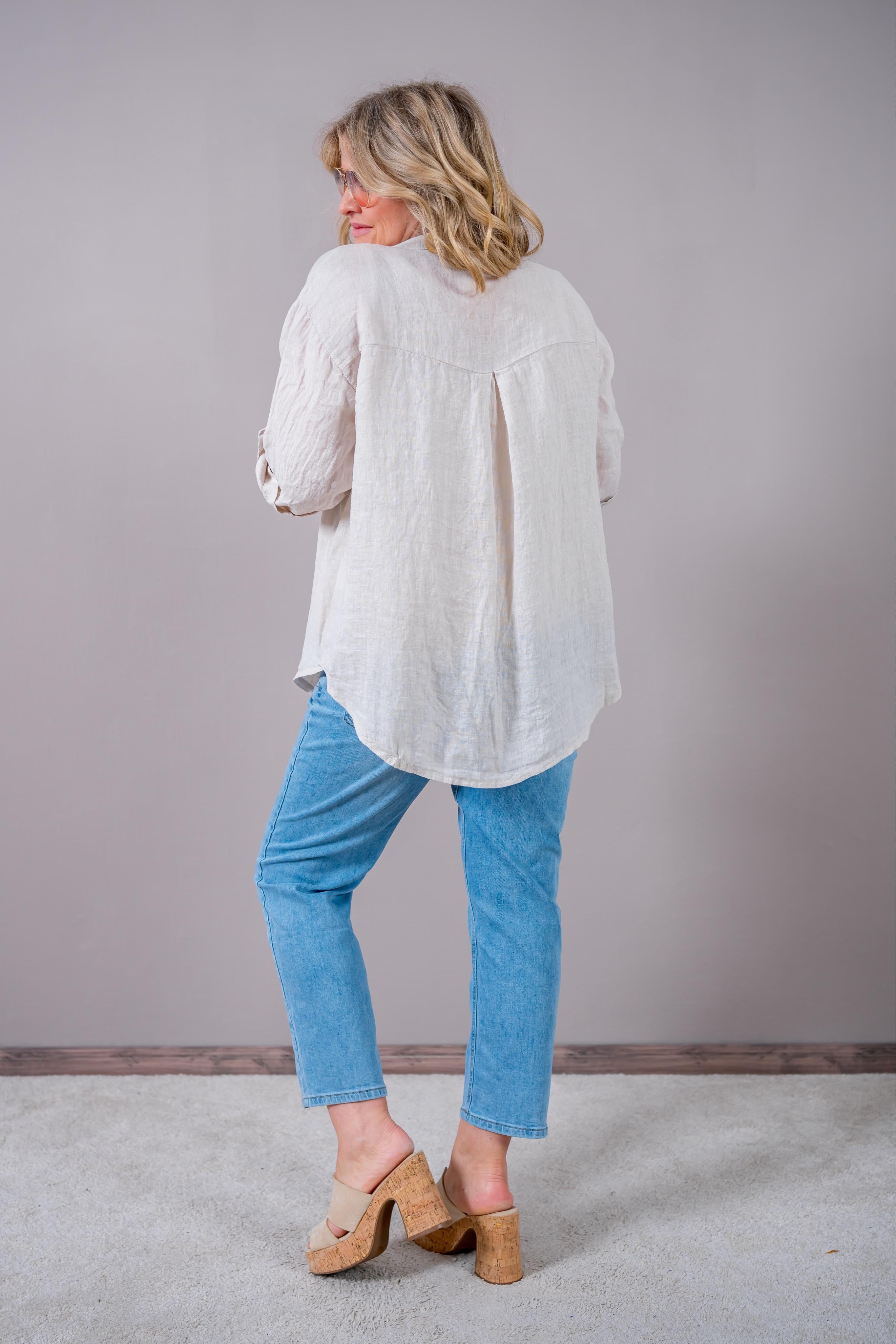 Leinen-Bluse, beige