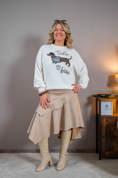 Kuscheliger Strickpullover mit Motiv, creme