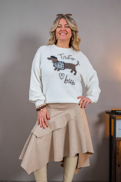 Kuscheliger Strickpullover mit Motiv, creme