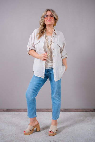 Leinen-Bluse, beige