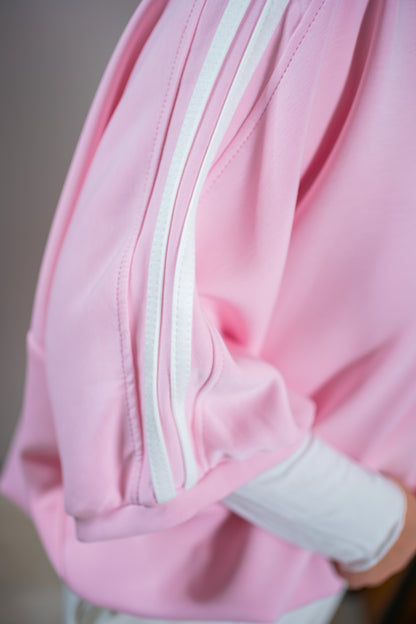 Sweatshirt mit Fledermausärmeln und Streifen-Detail, rosa
