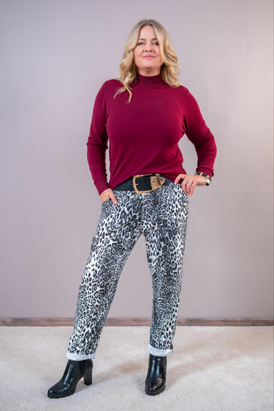 Jogger-Hose Leo-Muster, schwarz/grau/weiß