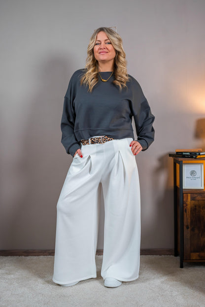 Kurzes Basic-Sweatshirt, anthrazit