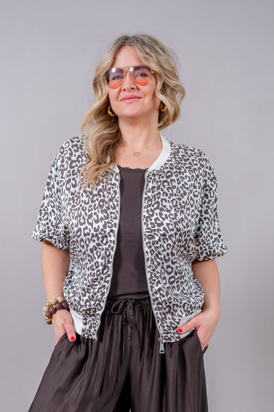 Fließende Jacke 'Leo', schokobraun/creme