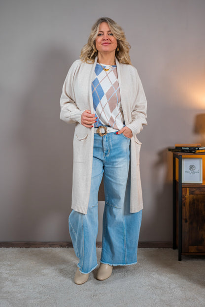 Langer Cardigan, creme/beige