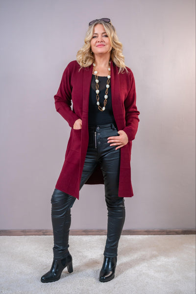 Long-Cardigan "Bordeaux Love"