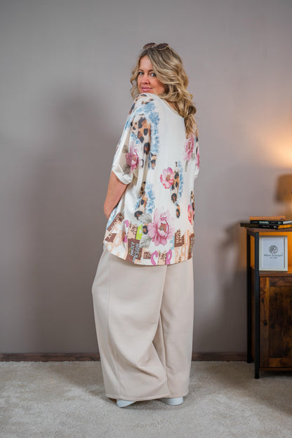 Sweatshirt mit Kunstprint, creme-beige