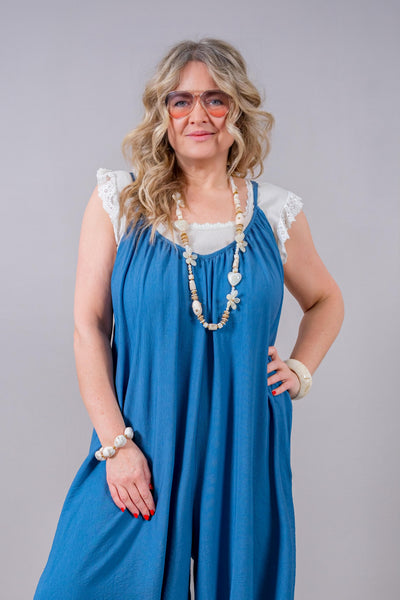 Oversize Jumpsuit, jeansblau