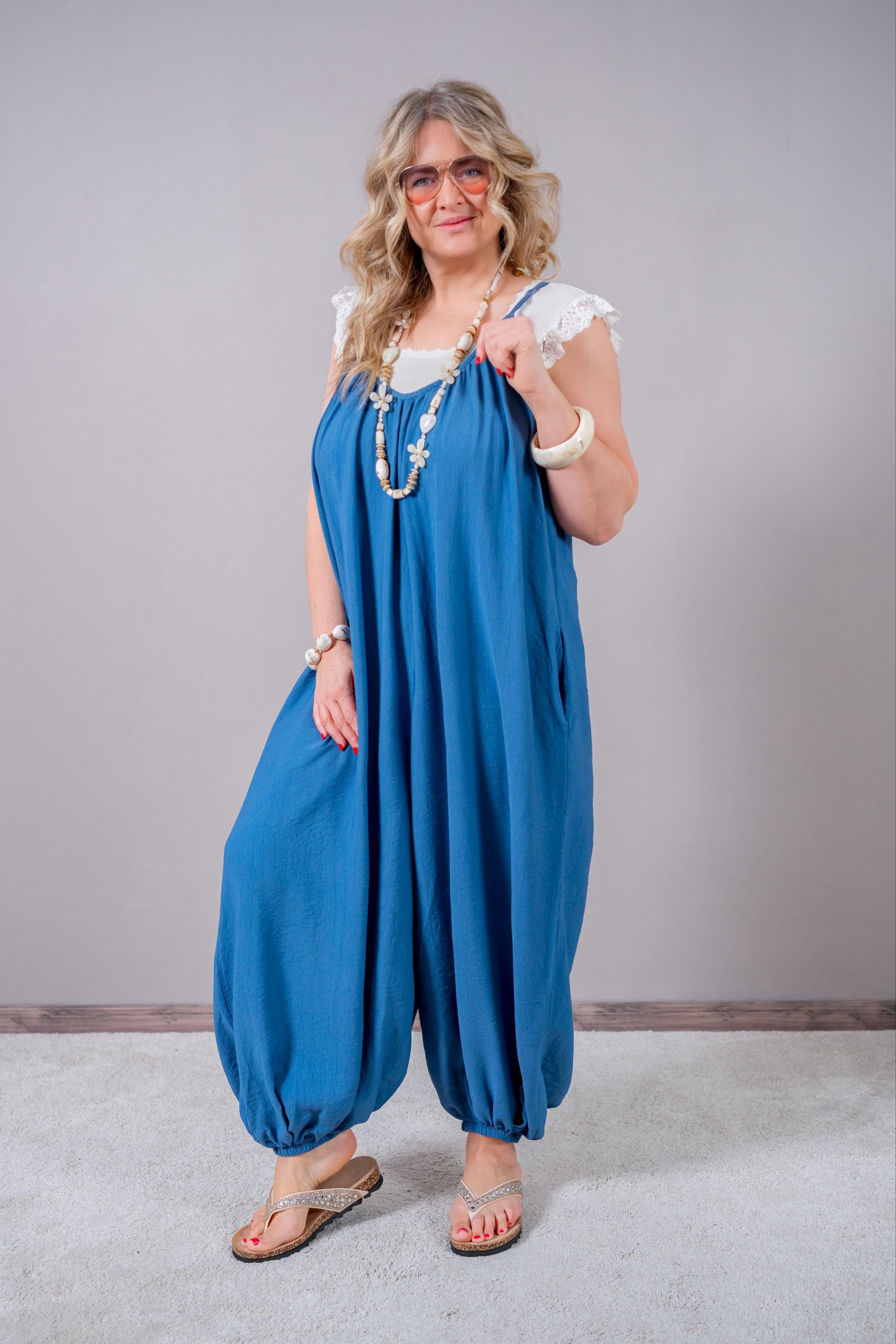 Oversize Jumpsuit, jeansblau