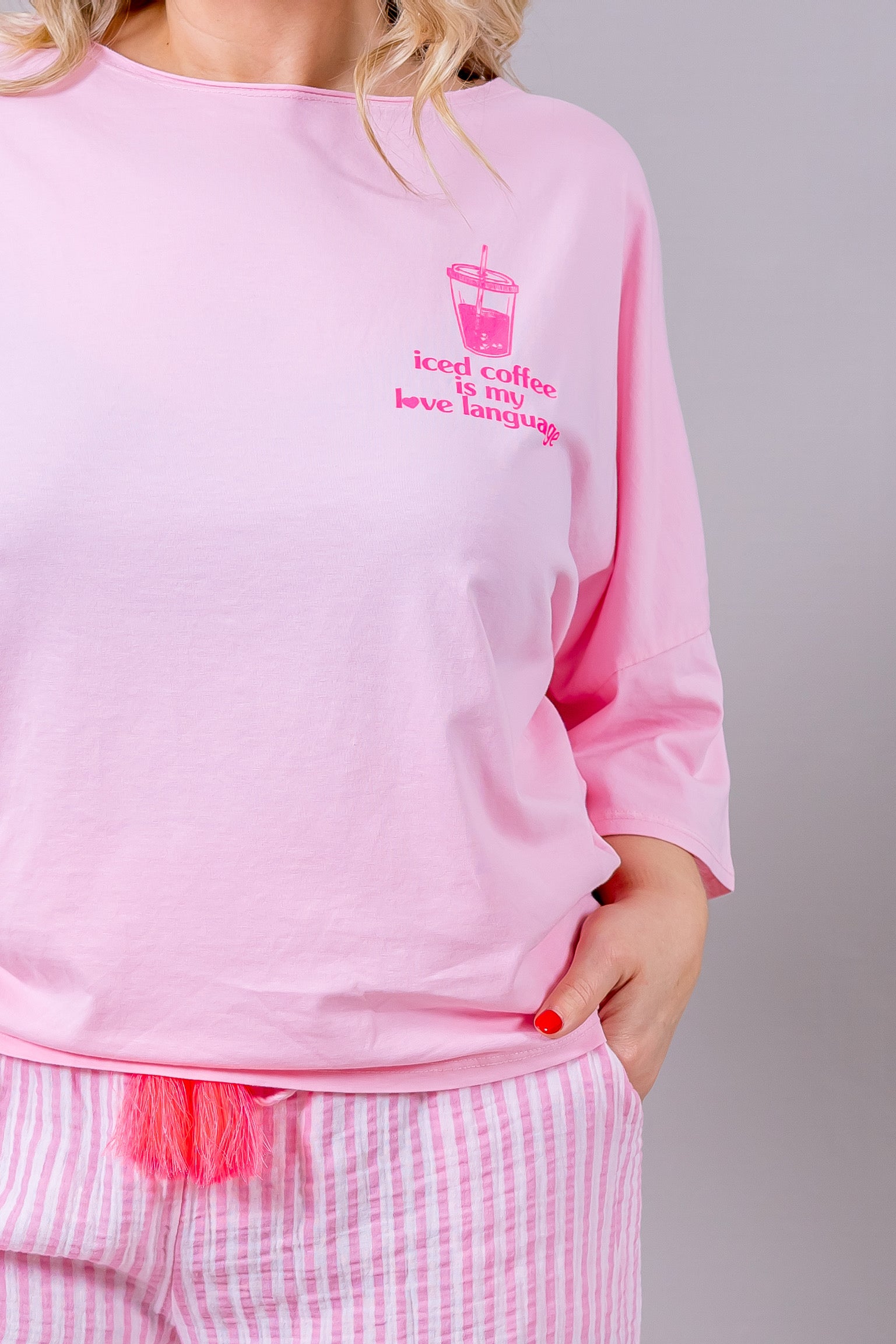 Oversize Shirt 'Iced Coffee', rosa/pink