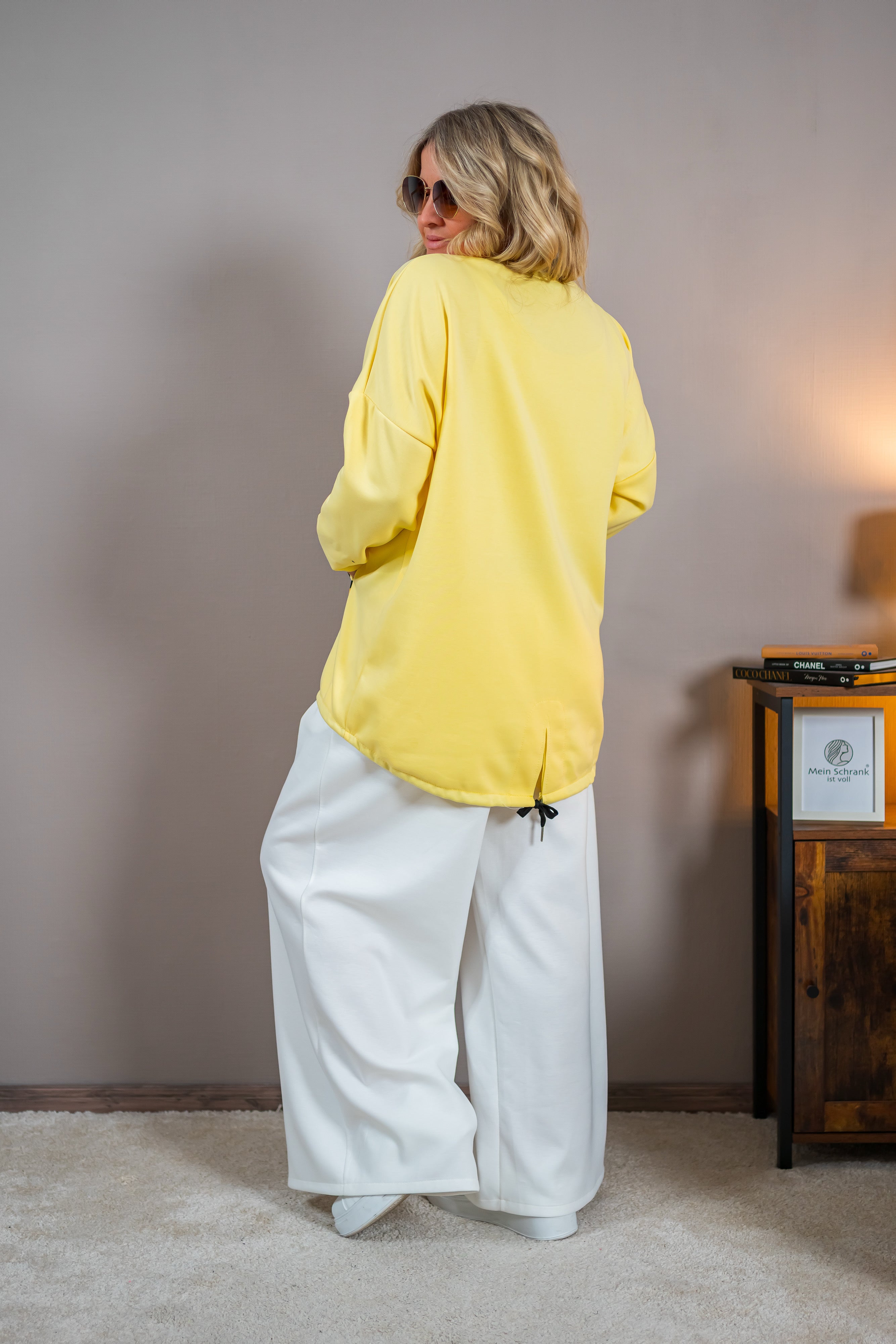 Oversize Sweatshirt mit Leo-Detail, gelb