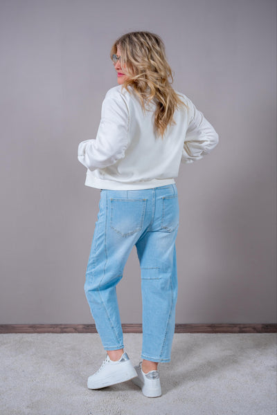 Sweat-Blousonjacke mit gerafften Ärmeln, off-white