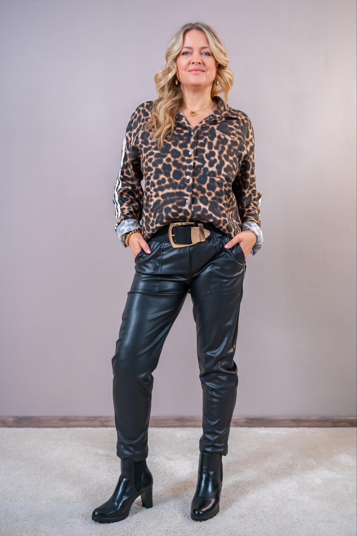 Leo-Bluse "Wild & Sporty", braun/schwarz