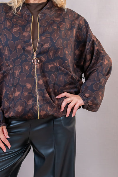 Oversize Blouson Allover Leo, schwarz/braun