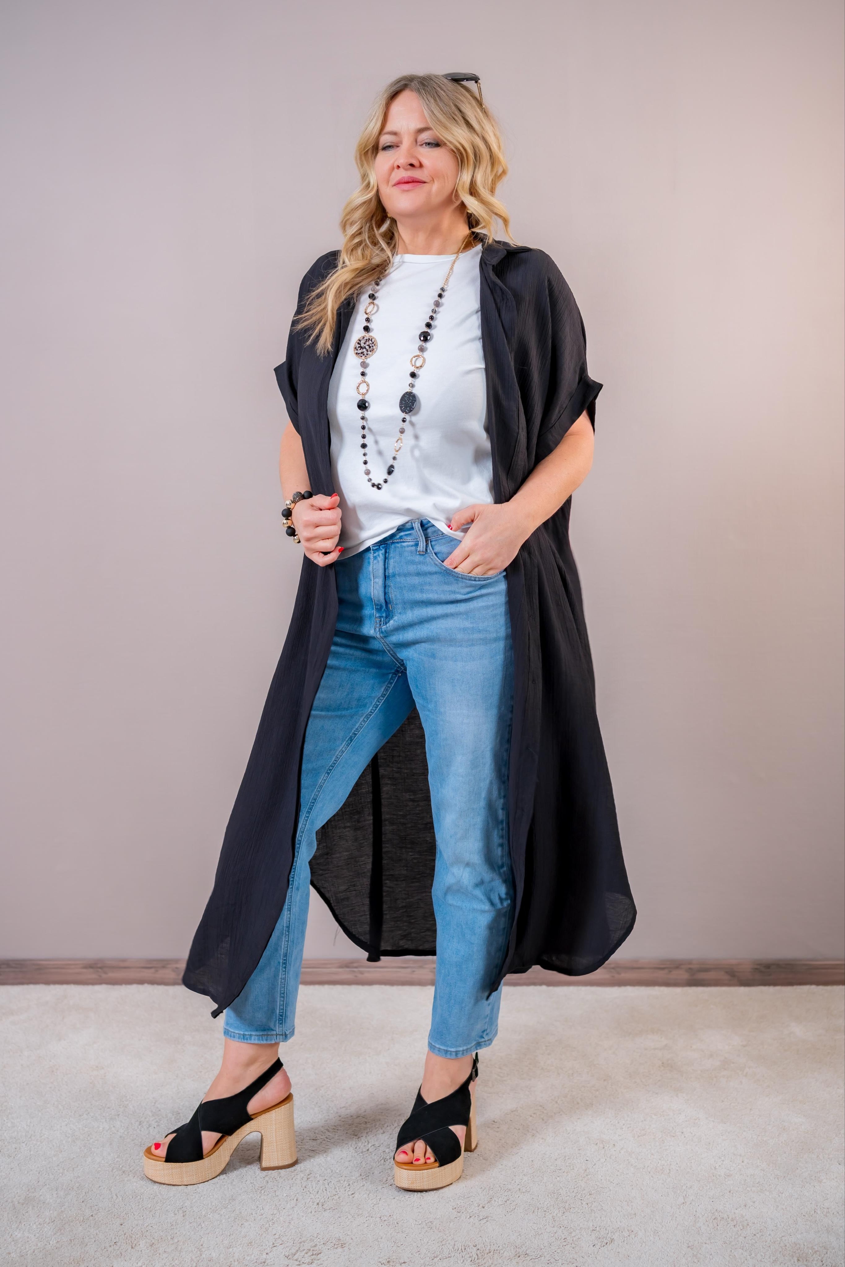 Oversize Maxikleid, schwarz