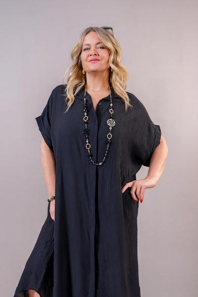 Oversize Maxikleid, schwarz
