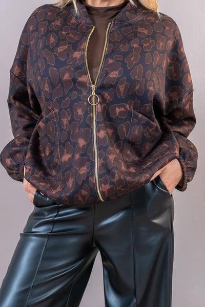 Oversize Blouson Allover Leo, schwarz/braun