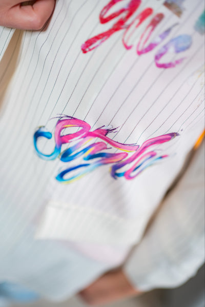 Fashion-Blazer mit Print und Streifen, ecru