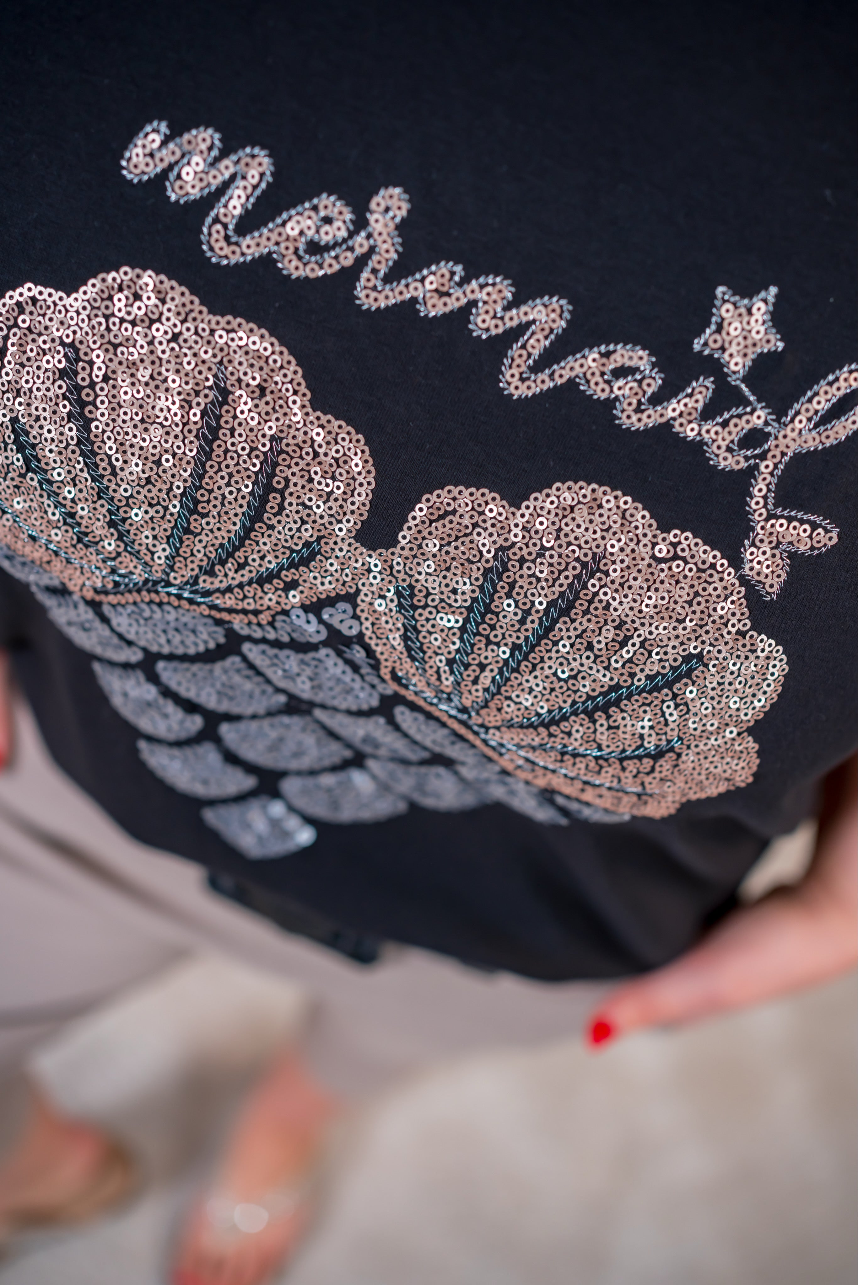 T-Shirt mit Herz-Design, schwarz