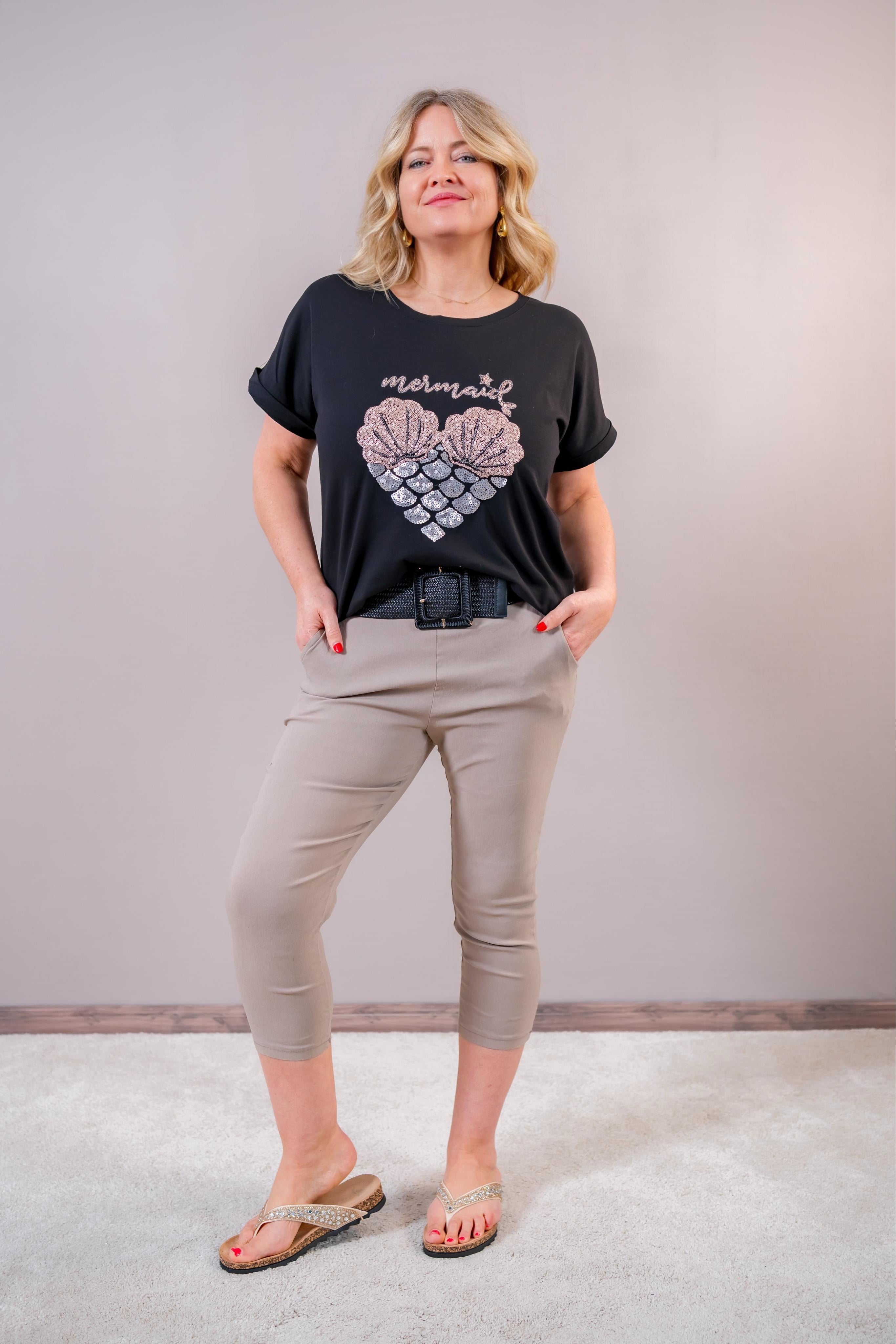 T-Shirt mit Herz-Design, schwarz