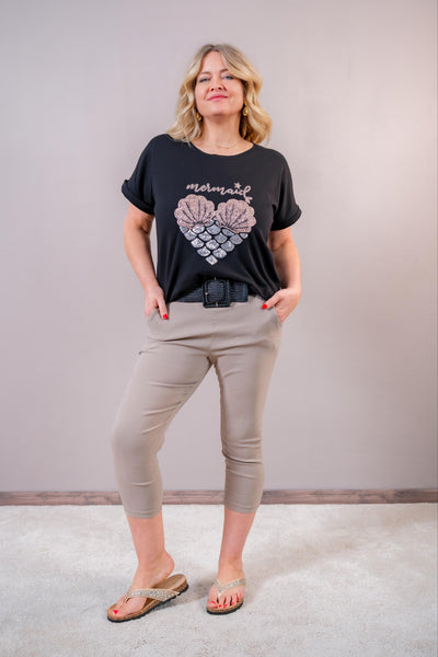T-Shirt mit Herz-Design, schwarz