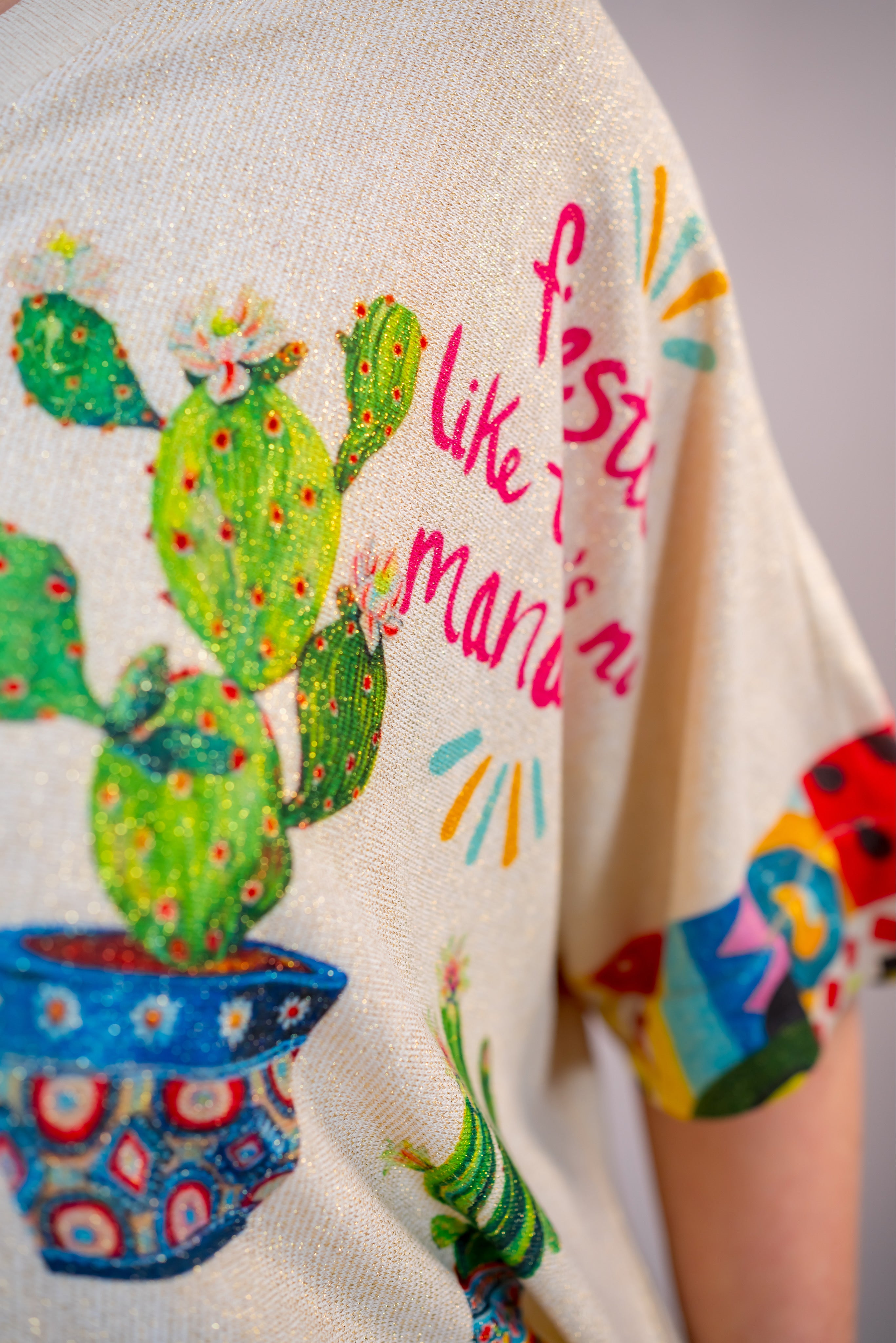 Oversize-Shirt mit funkelndem Design, beige