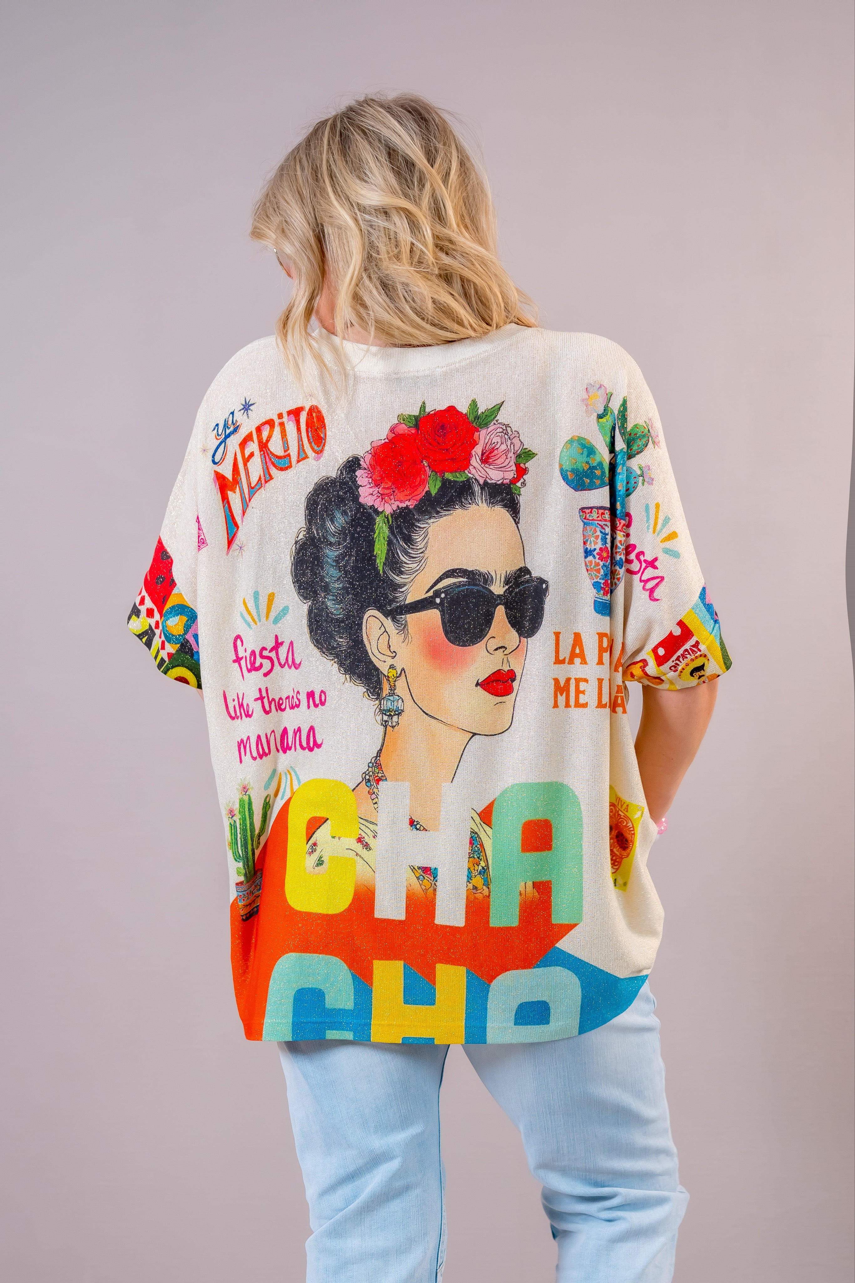 Oversize-Shirt mit funkelndem Design, beige