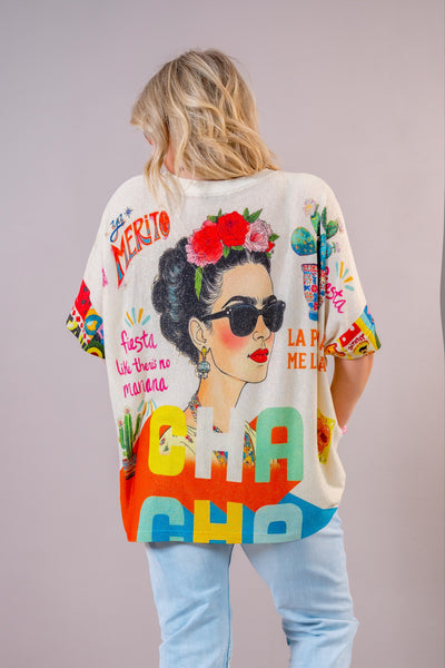 Oversize-Shirt mit funkelndem Design, beige