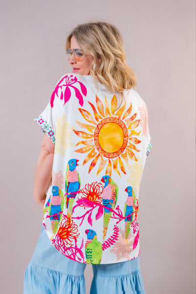 Oversize-Shirt mit buntem Design, mehrfarbig
