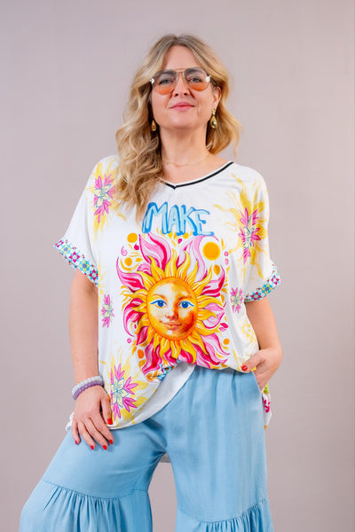 Oversize-Shirt mit buntem Design, mehrfarbig