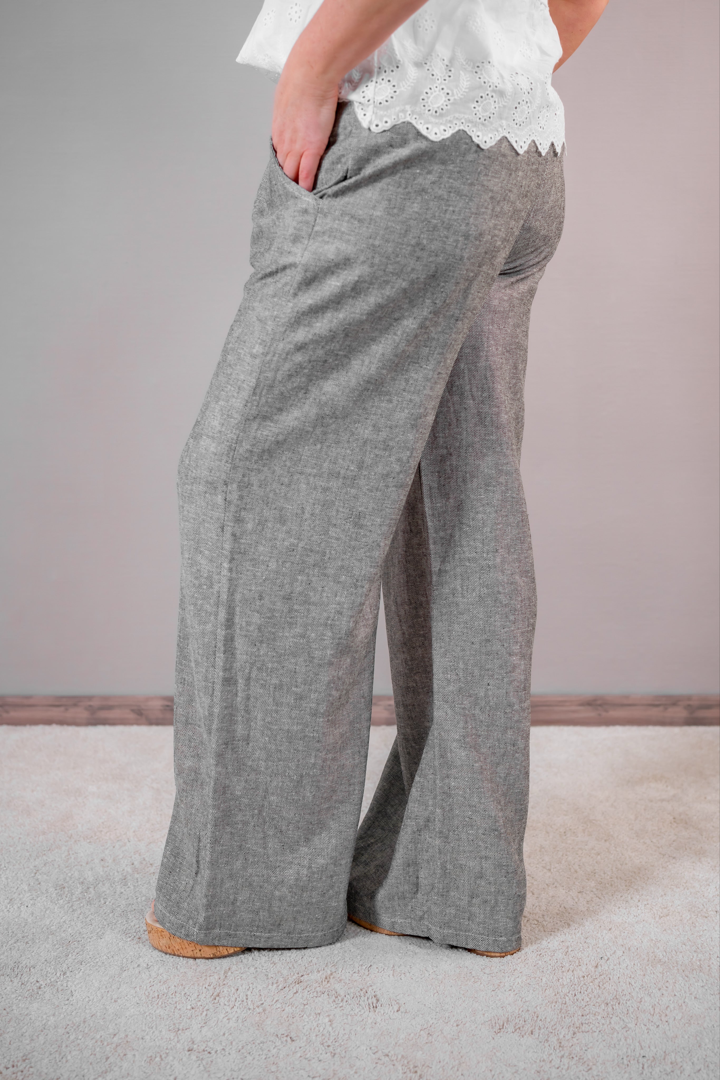 Stylische Hose, schwarz/weiß