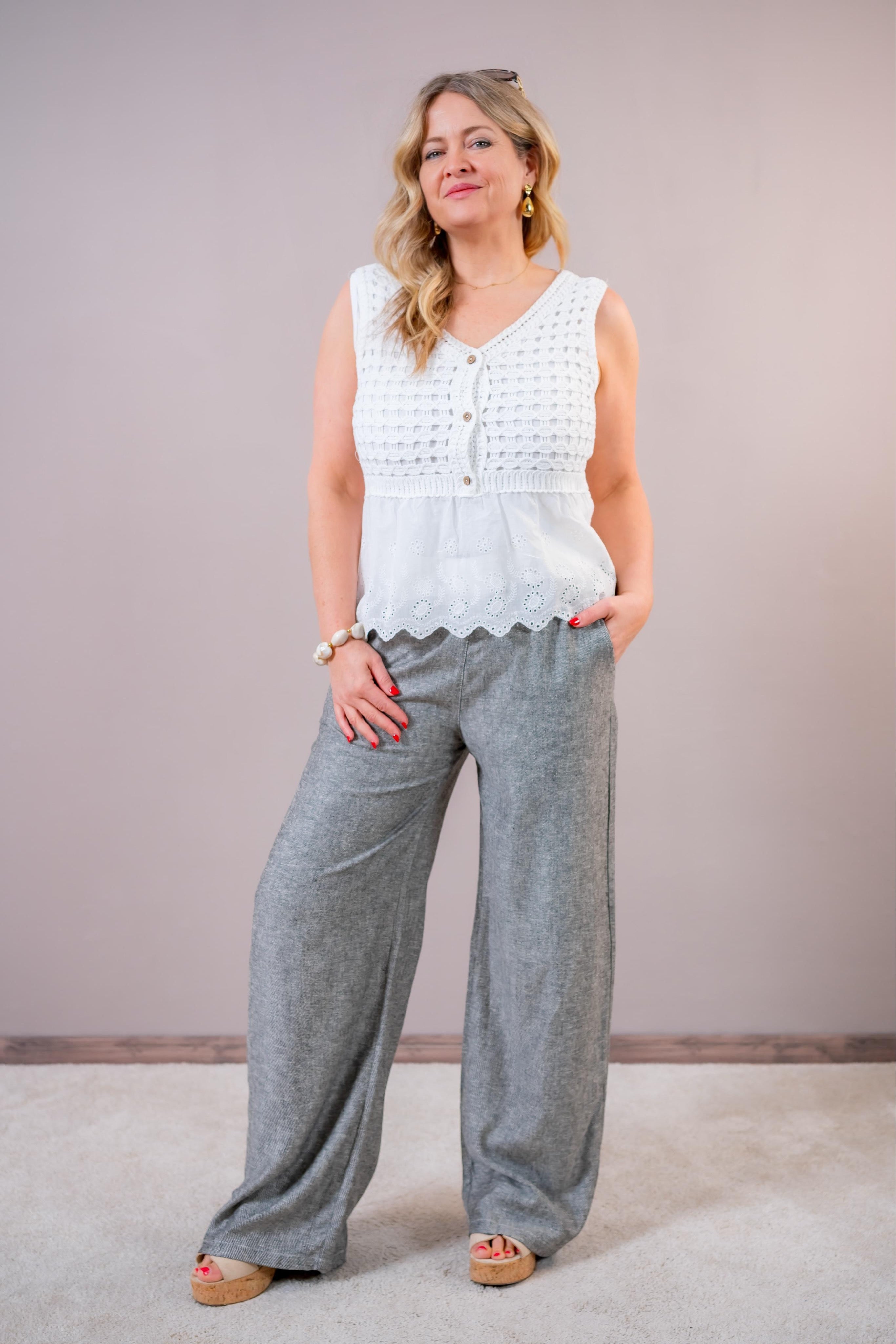 Stylische Hose, schwarz/weiß