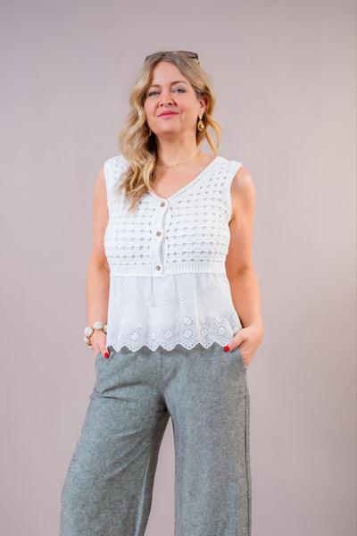 Leichte Häkel-Bluse, weiß