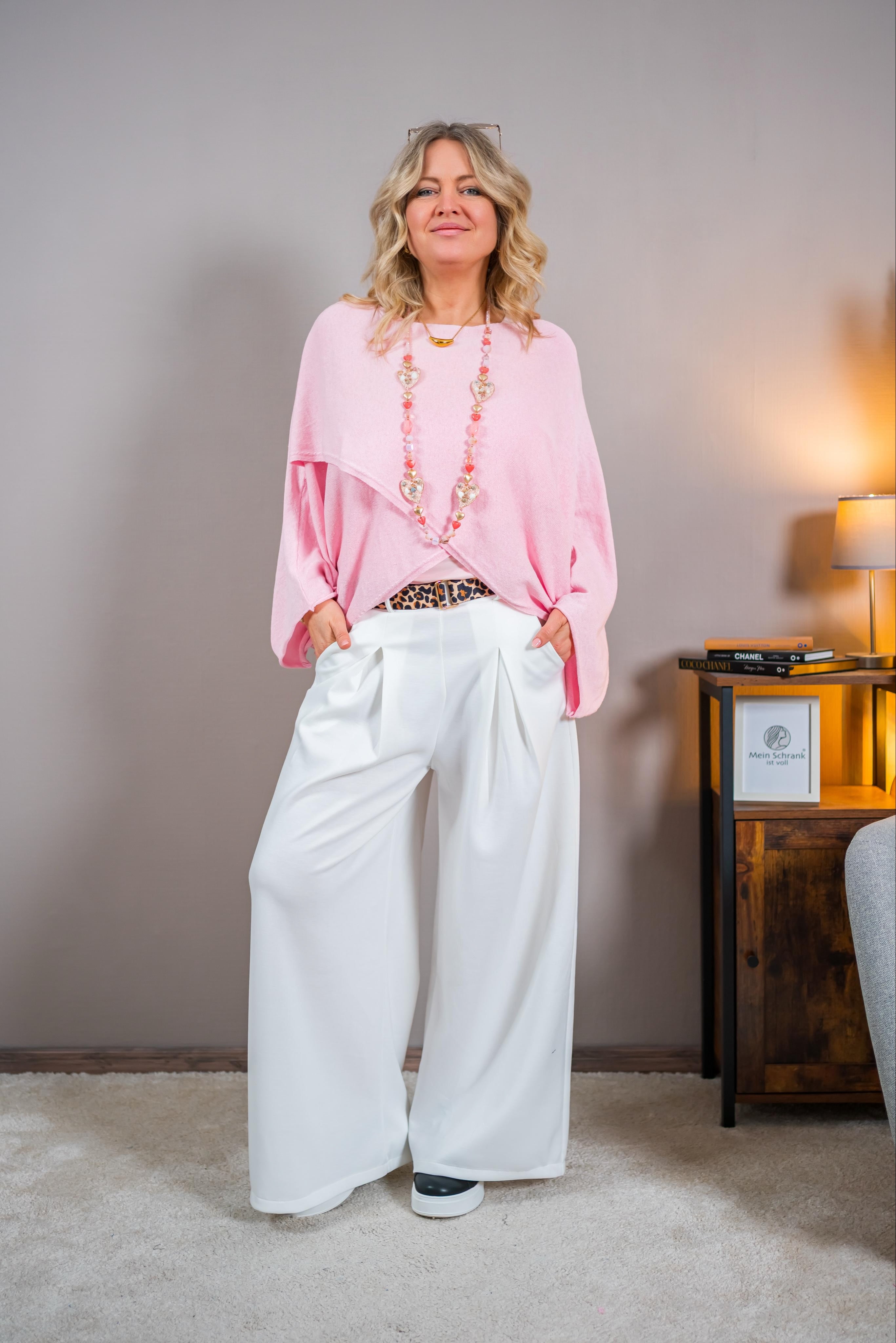 Jerseyhose mit Bundfalte, weiß