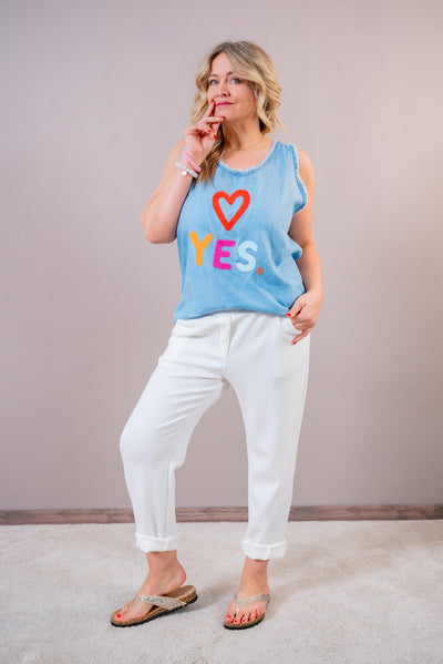 Ärmelloses Shirt in Denim-Style, blau