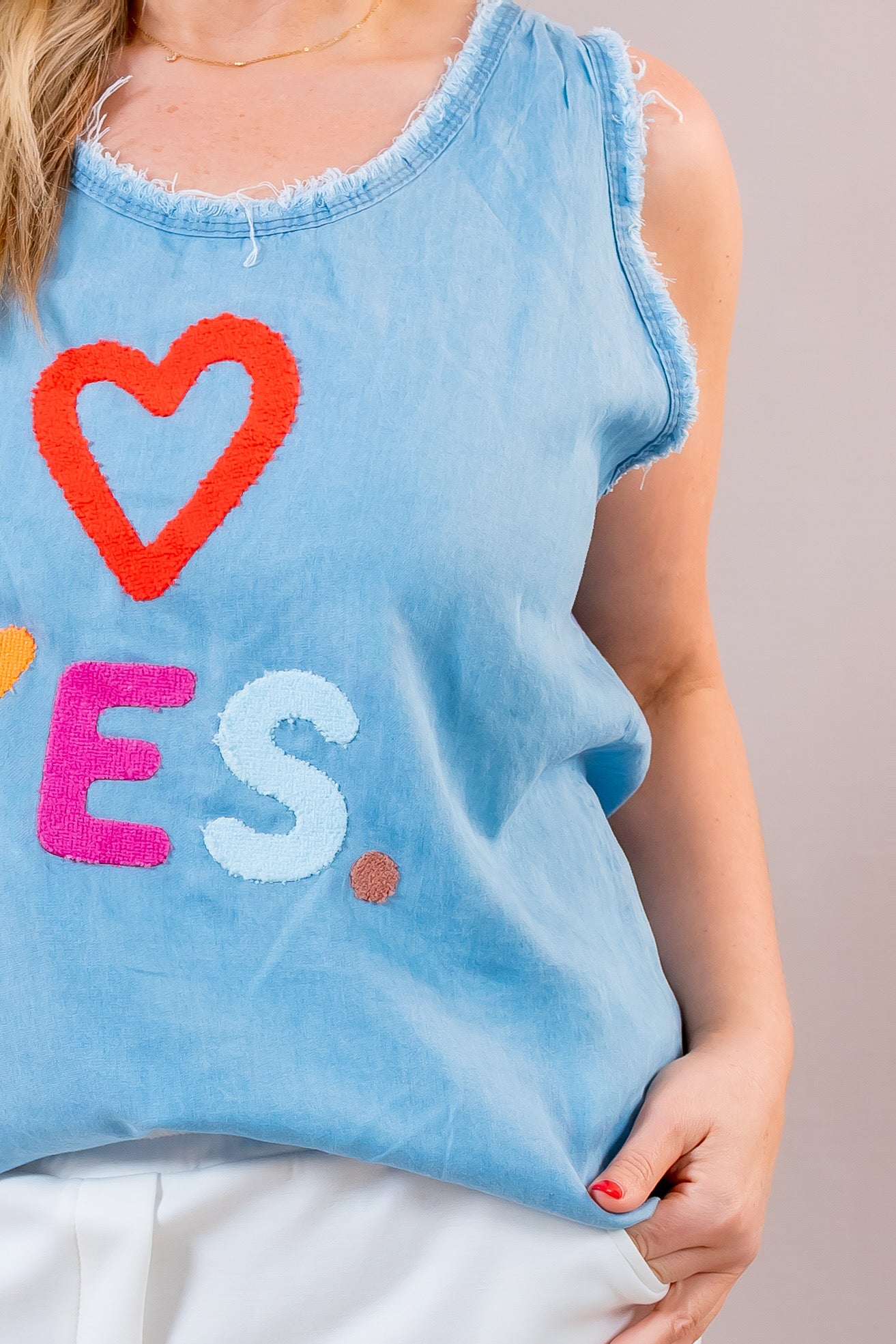 Ärmelloses Shirt in Denim-Style, blau