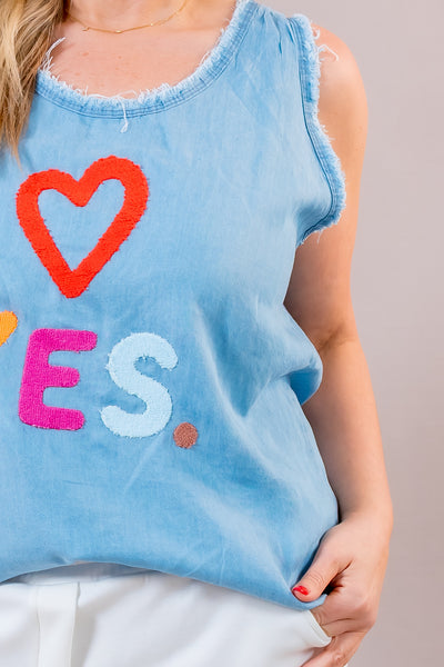 Ärmelloses Shirt in Denim-Style, blau