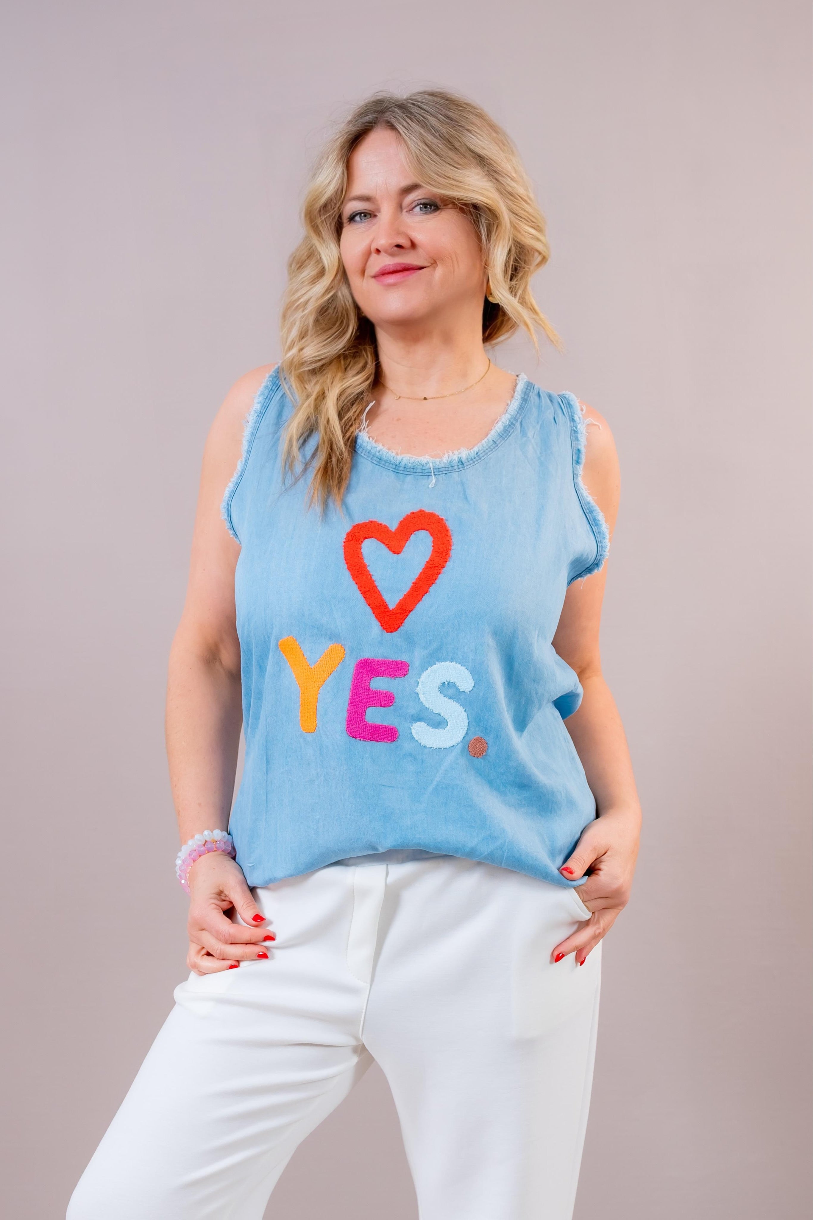 Ärmelloses Shirt in Denim-Style, blau