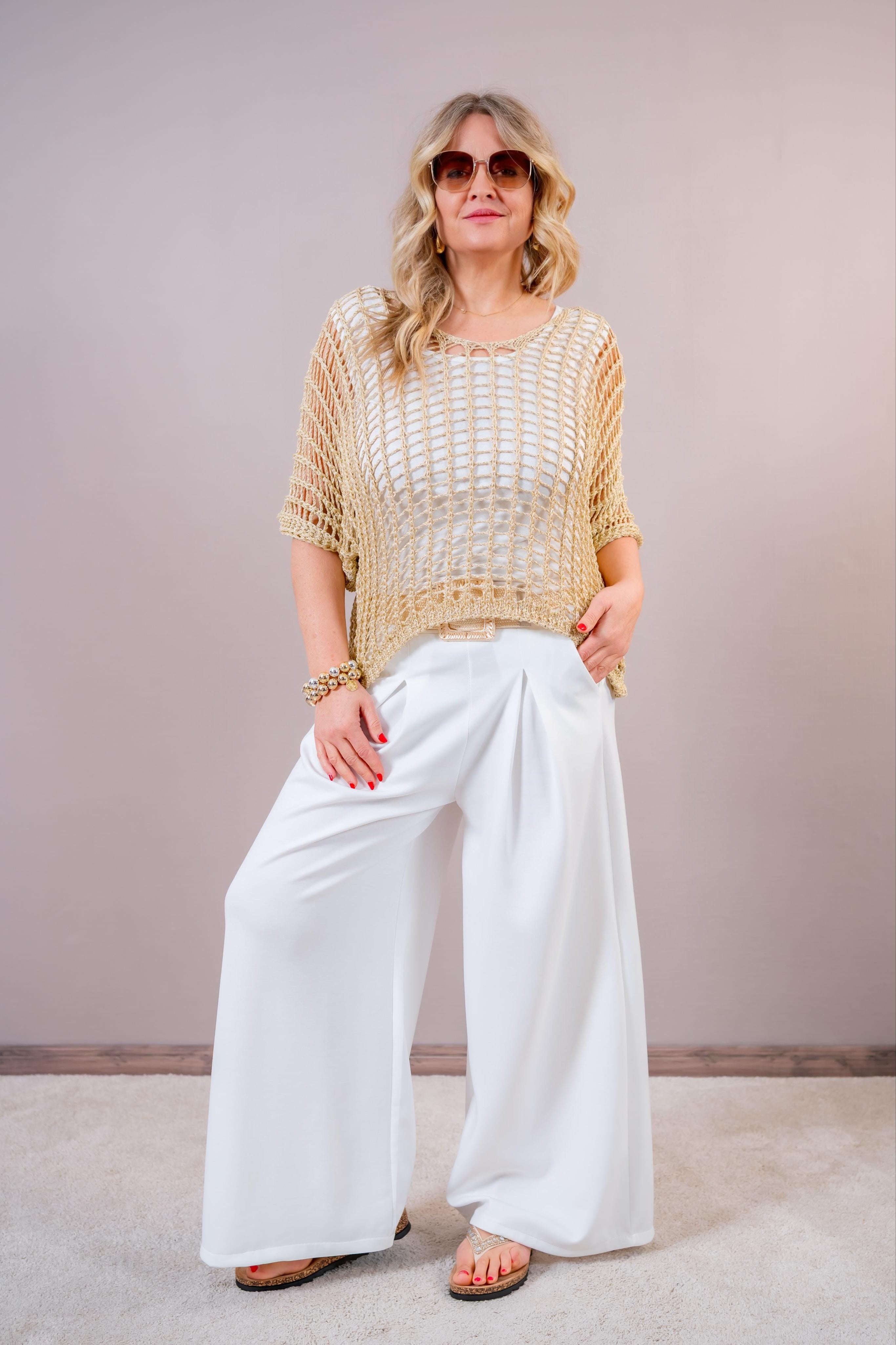 Glitzerndes Netz-Shirt, gold