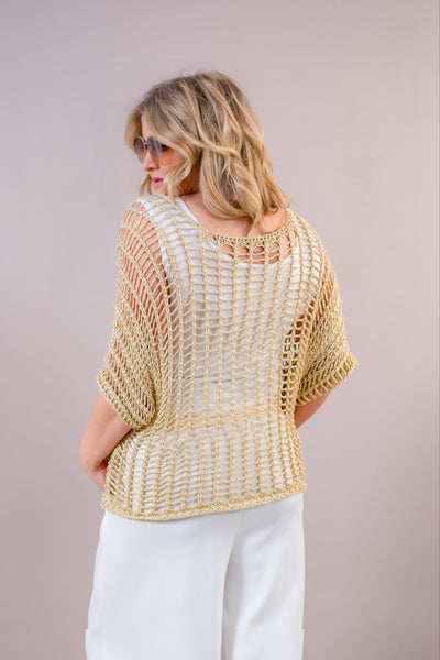 Glitzerndes Netz-Shirt, gold