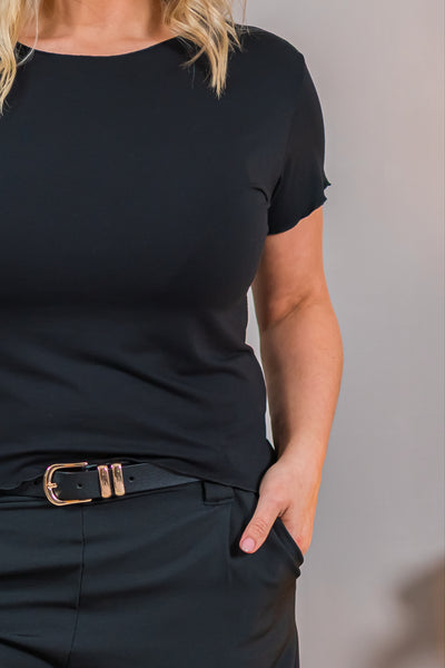 Kurzarm-Shirt, Schwarz